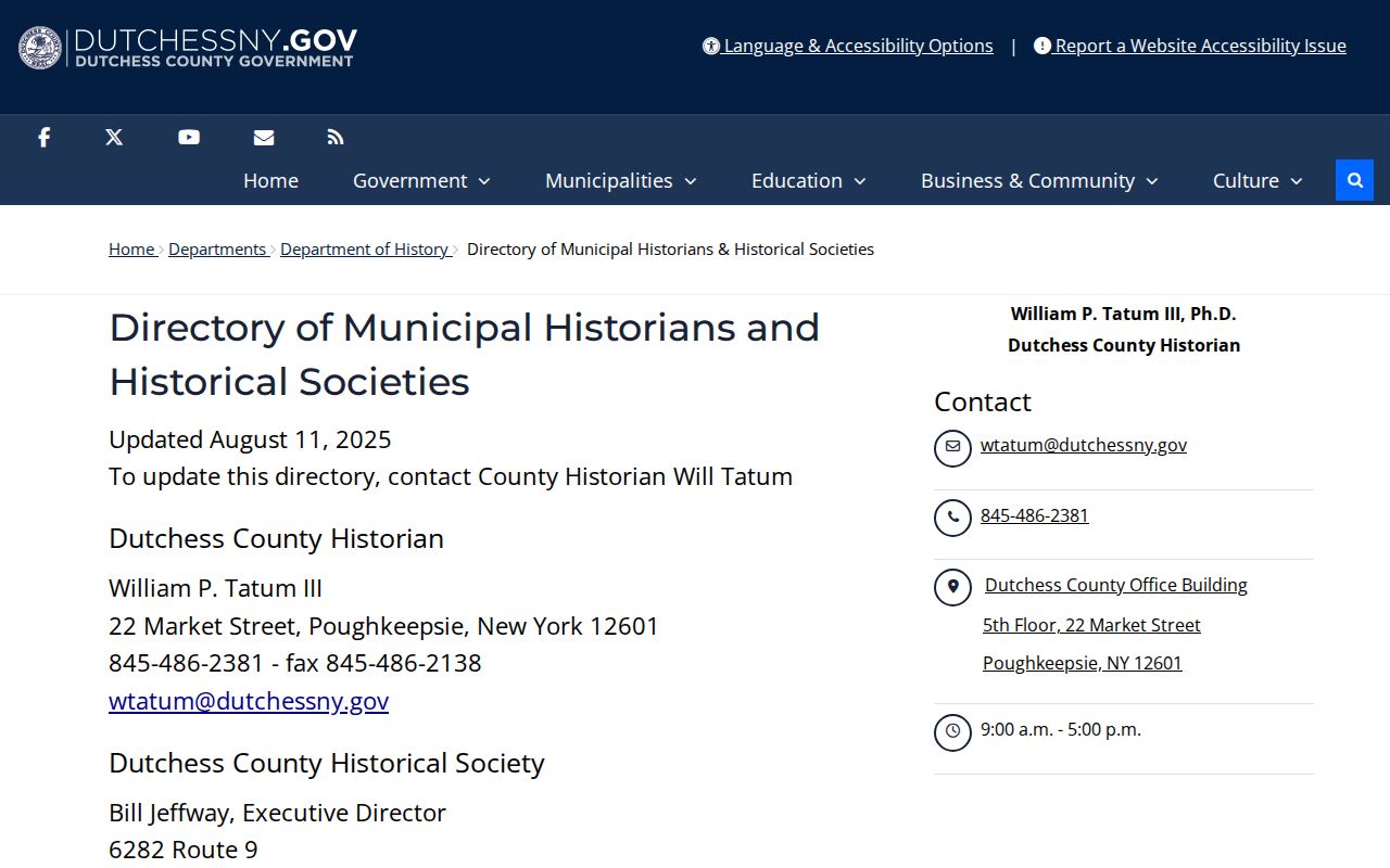Hyde Park city directory historical research contact in the Dutchess municipal historian directory