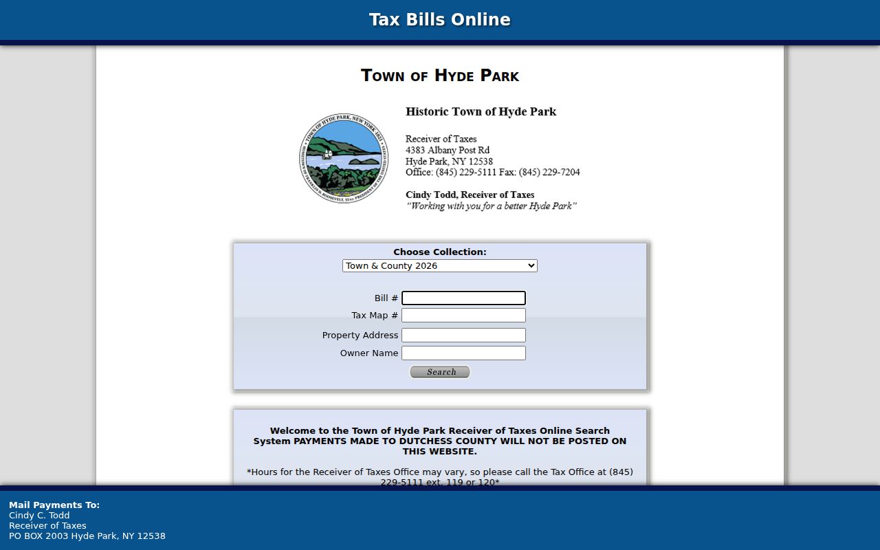 Hyde Park residents directory tax-bill search fields