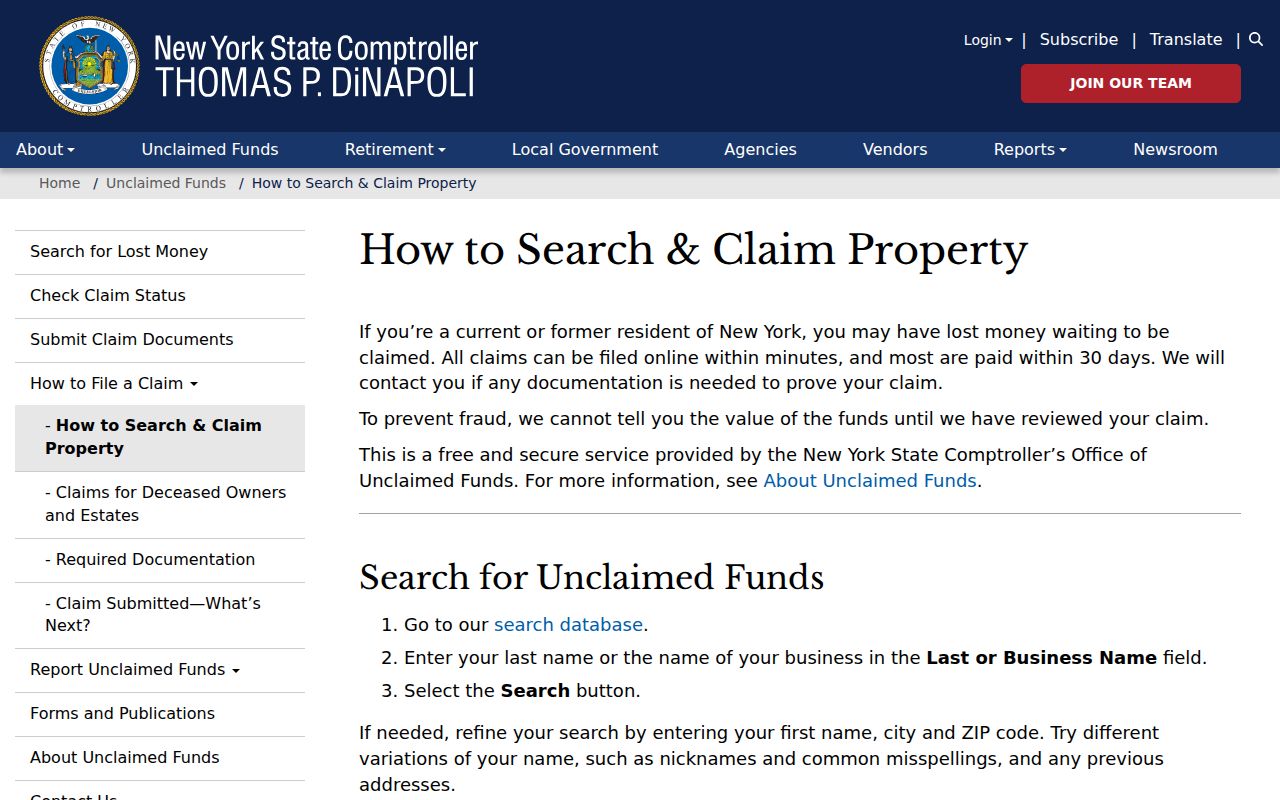 Hyde Park resident lookup using New York unclaimed funds name search