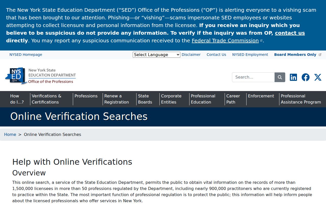 Hyde Park resident lookup through New York professional license verification